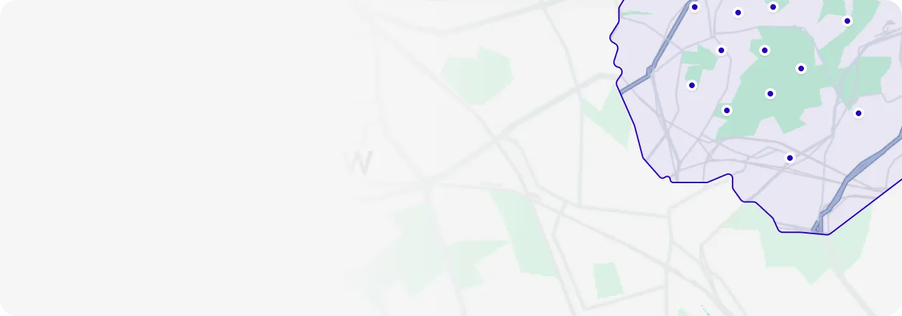 Map of PORT hubs in London Congestion Charge Zone coverage area